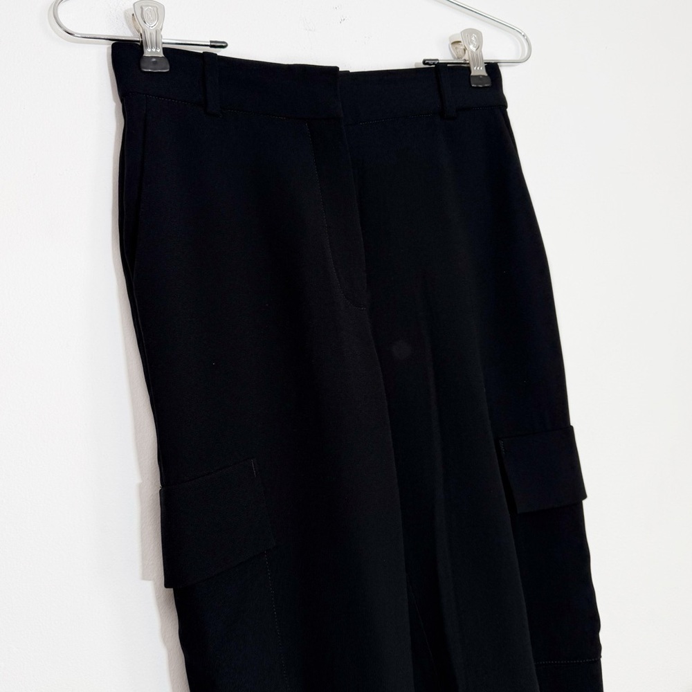 Aritzia Babaton Refined Satin Cargo Career Officewear Trouser Pant Black size 00 - Picture 3 of 10